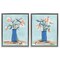 Stupell Industries Blue & Peach Flowers 2pc Floater Framed Canvas Wall Art Set Design by June Erica Vess